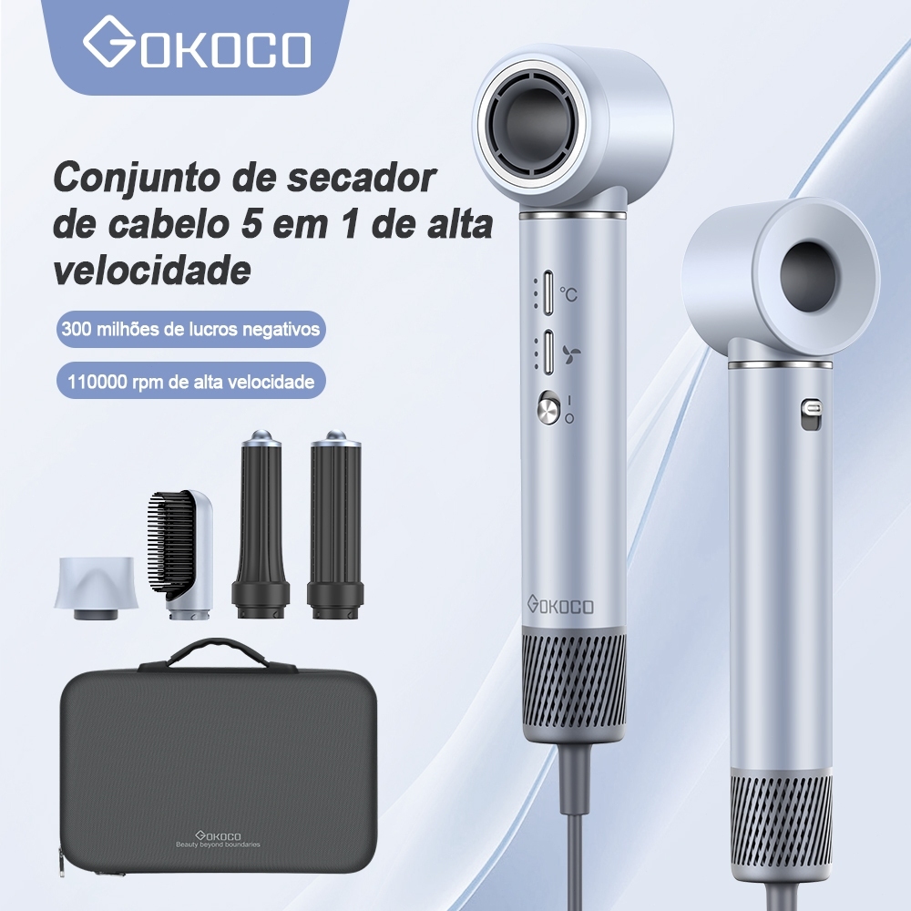 GOKOCO Secador e Escova Magnético GD023 5 Em 1