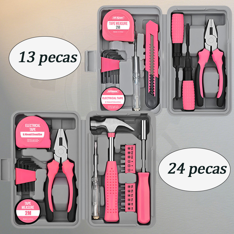 Kit de Ferramentas Rosa ✨ (13pcs & 24pcs & 39pcs) - Perfeito para Reparos Domésticos e DIY