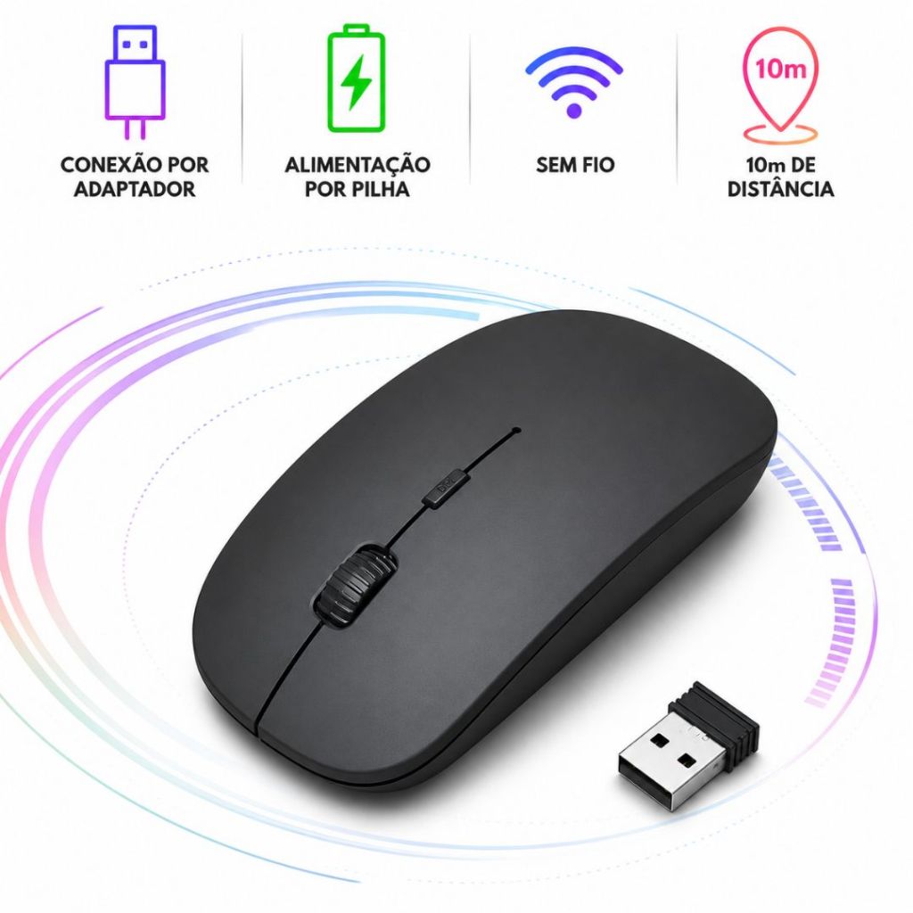 Mouse Sem Fio Portátil Notebook Windows mac Linux