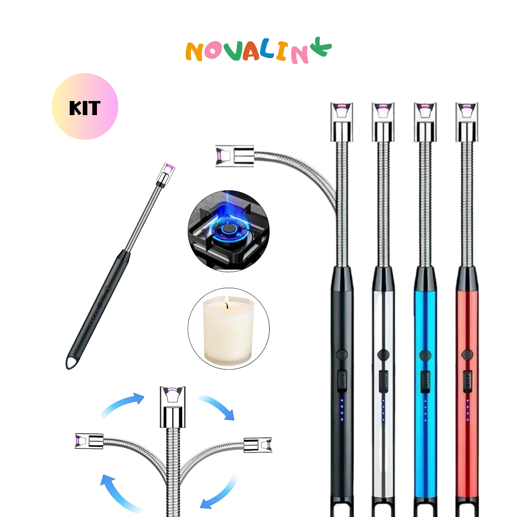 Kit 2/3pcs Acendedor de Plasma Ecológico para Fogão Velas Camping Usb de Luxo