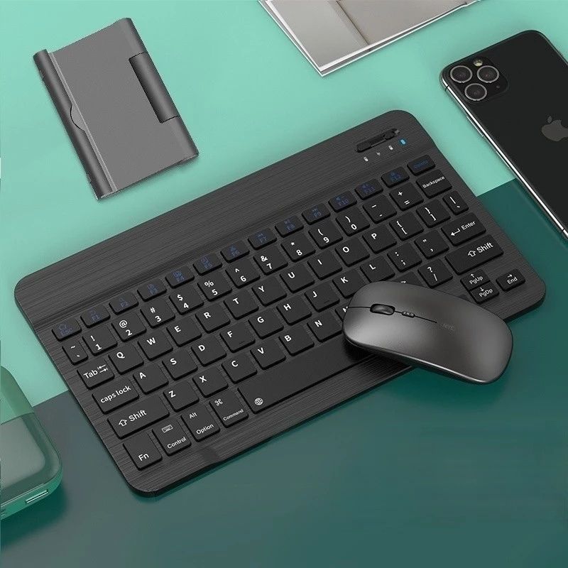 Kit Teclado e Mouse Sem Fio Bluetooth  Colorido Compatível com Android iOS e Windows