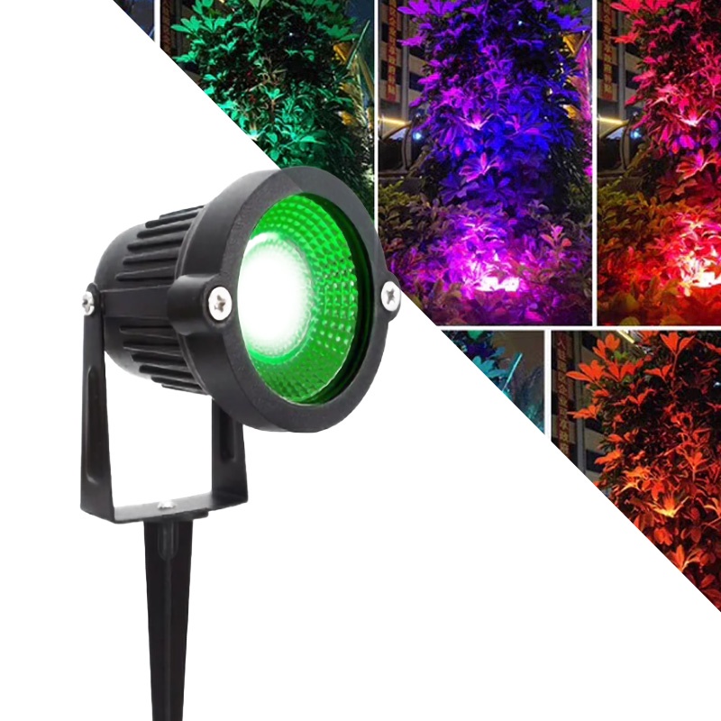 kit 2 ate 3un Luminária Espeto Jardim cob led 7w 9w 15w  cor de luz verde azul rosa à prova d'água