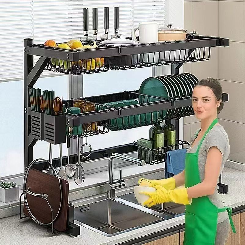 Escorredor De Louça Suspenso Boutique 85cm Kitchen Rack Aço Inoxidável  Pra Cozinha Organizador Louça Qualidade