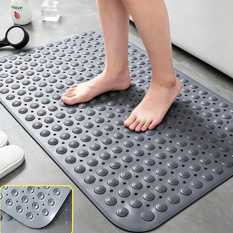 Tapete antiderrapante para banheiro com ventosas, superfície massageadora para os pés, 3 opções disponíveis, 36×68cm