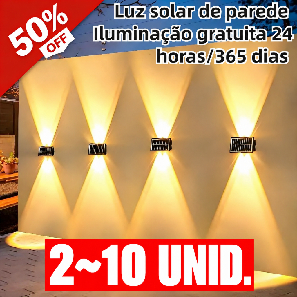 2 a 10 lâmpadas   Luminárias de Parede Externa Solar LED, Auto LigarDesligar, À Prova d'Água para Pátio Jardim