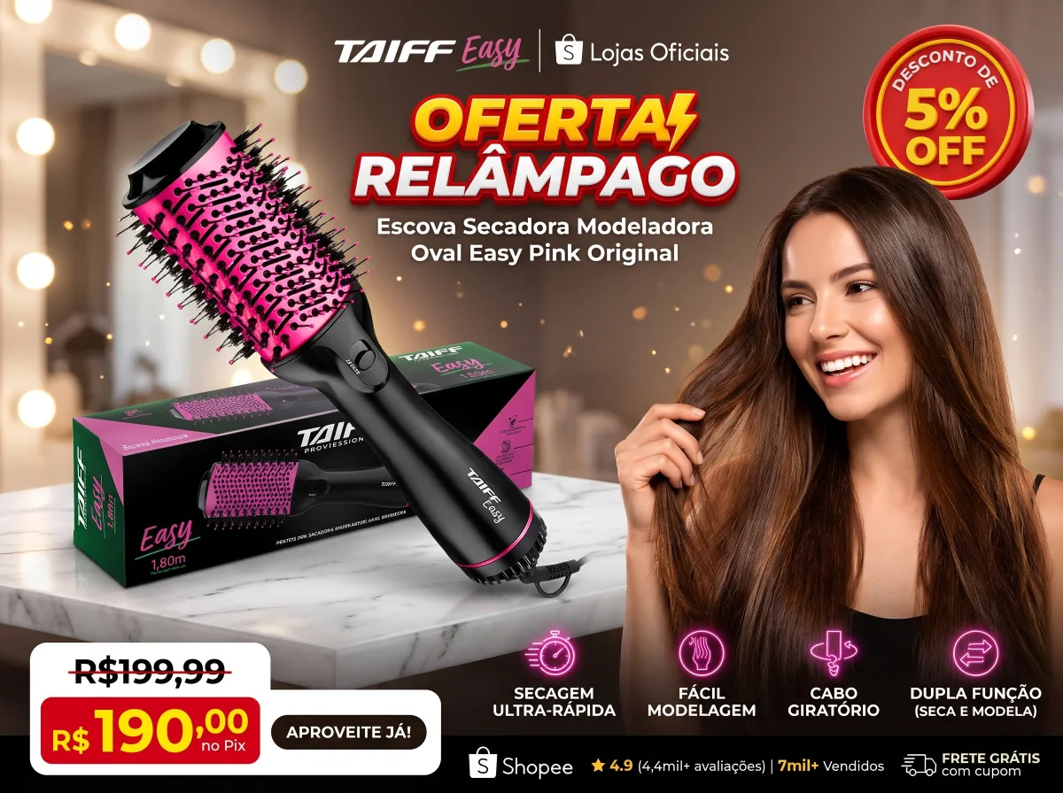 Escova Secadora Modeladora Taiff Oval Easy Pink