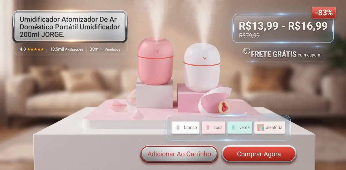 Umidificador Portátil 200ml JORGE