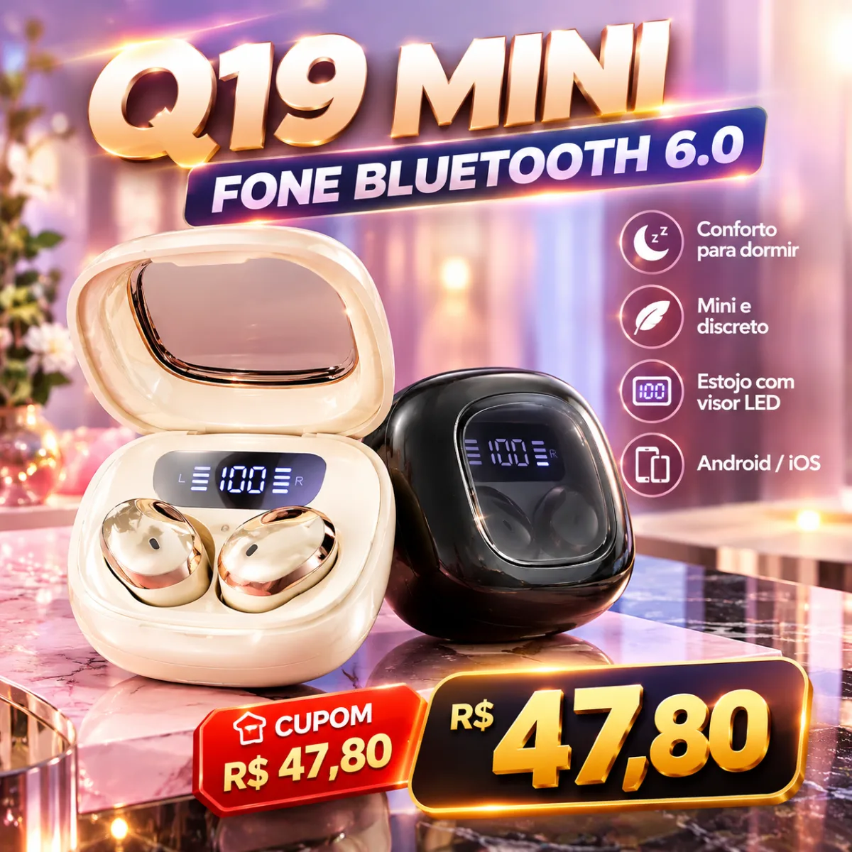 Mini Fone Q19 para Dormir