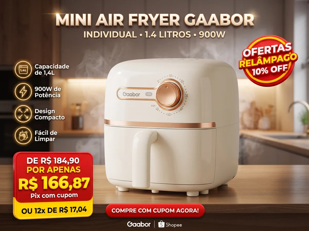 Mini Air Fryer Gaabor Individual 1.4L 900W