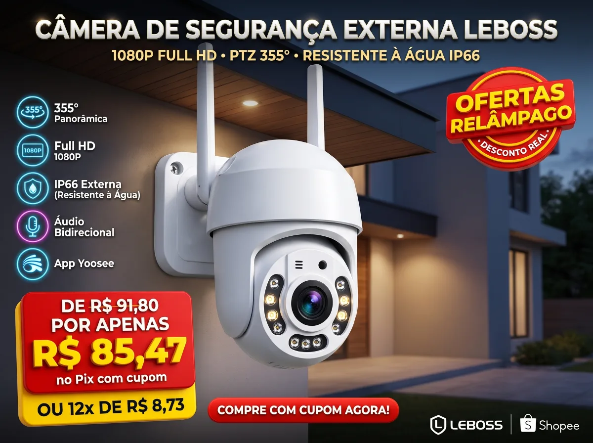 Câmera de Segurança Wi-Fi Externa 1080P PTZ IP66 Yoosee