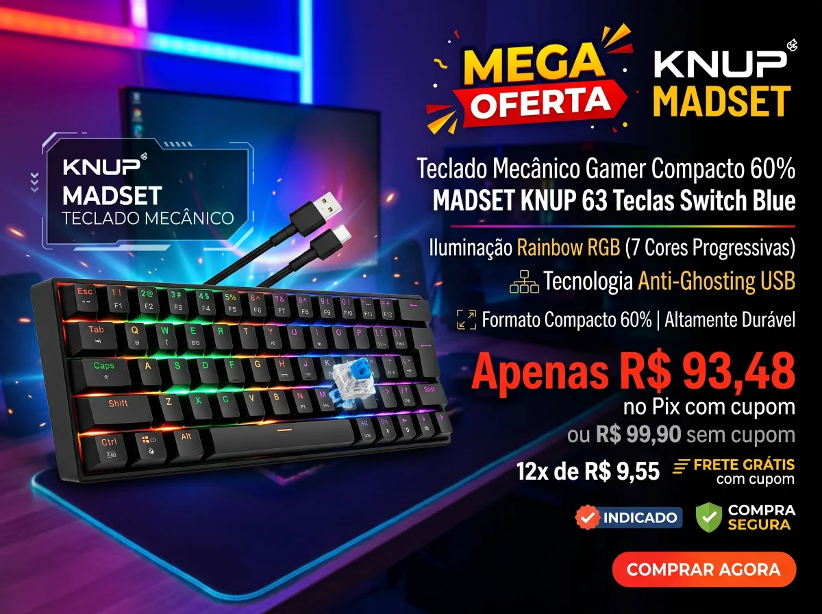 Teclado Mecânico Compacto 63 Teclas Switch Blue