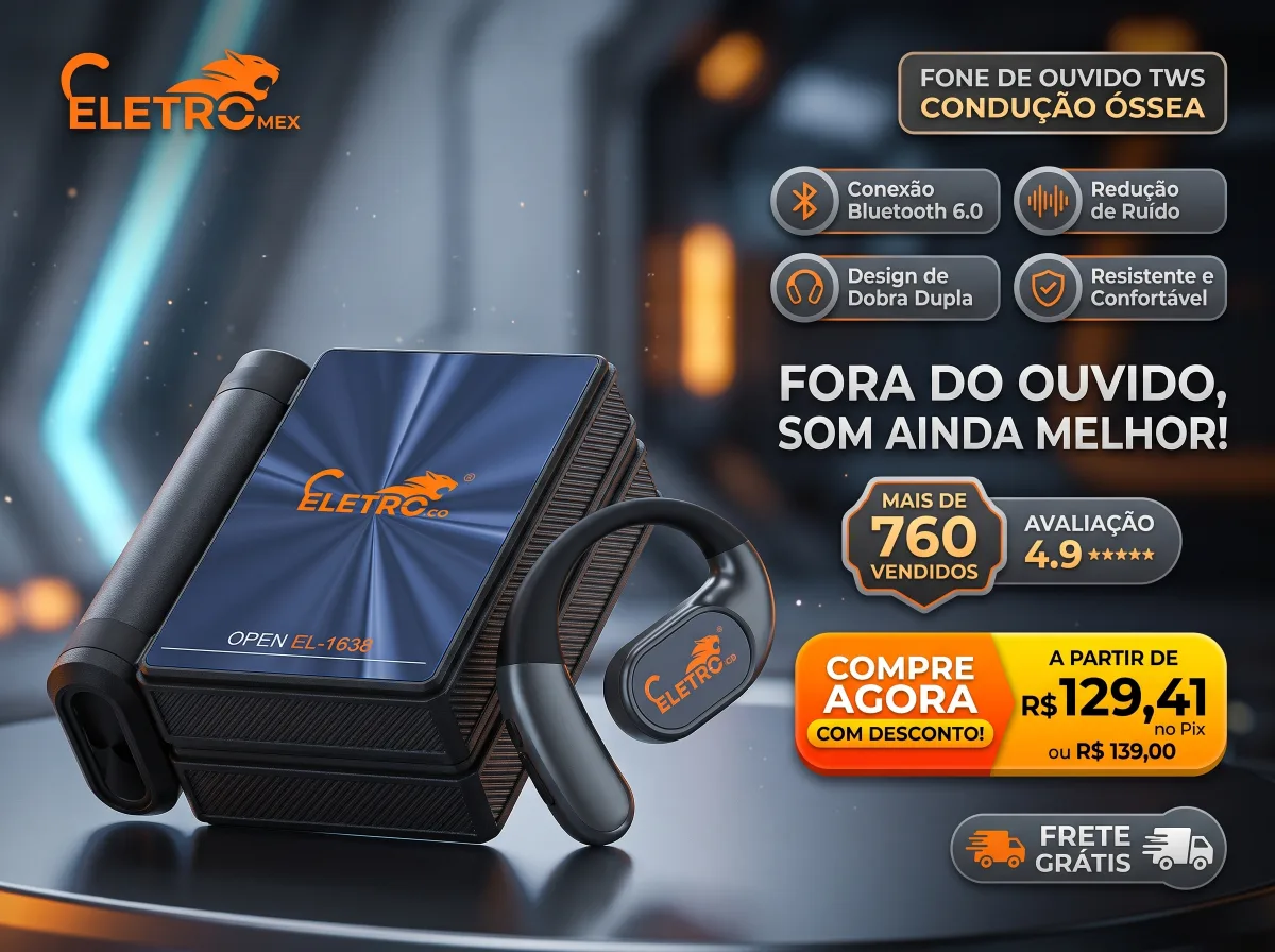 Eletromex Fone TWS Condução Óssea BT 6.0