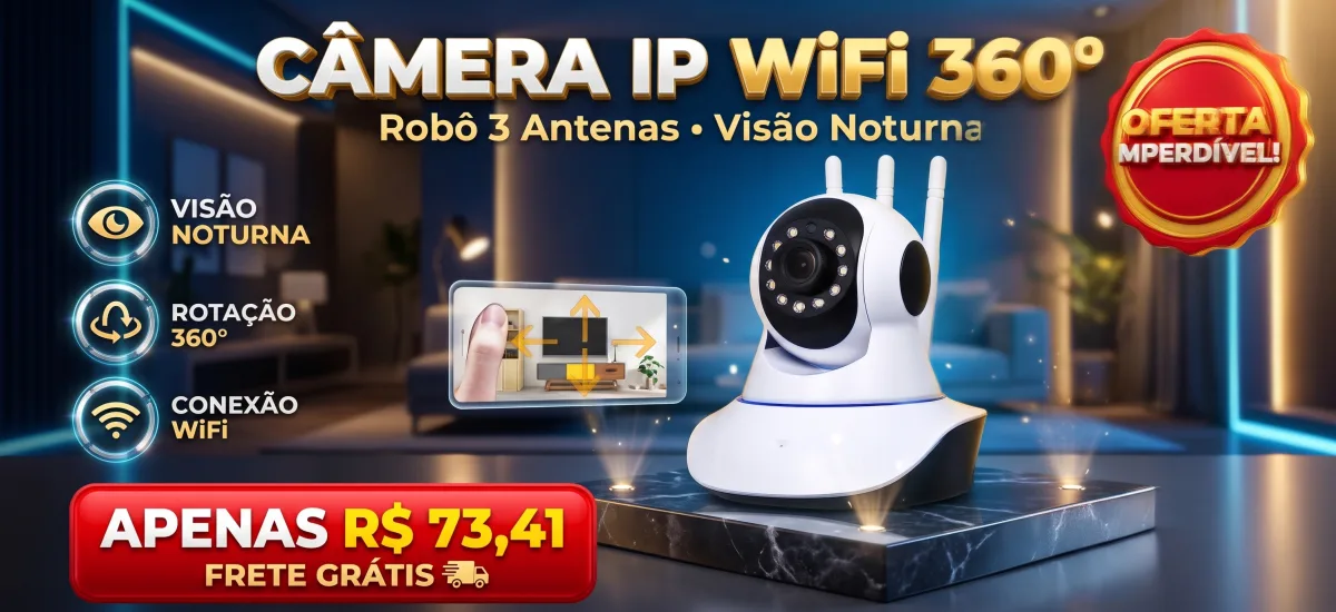 Câmera IP Wi-Fi 360° Robô 3 Antenas Visão Noturna Full HD