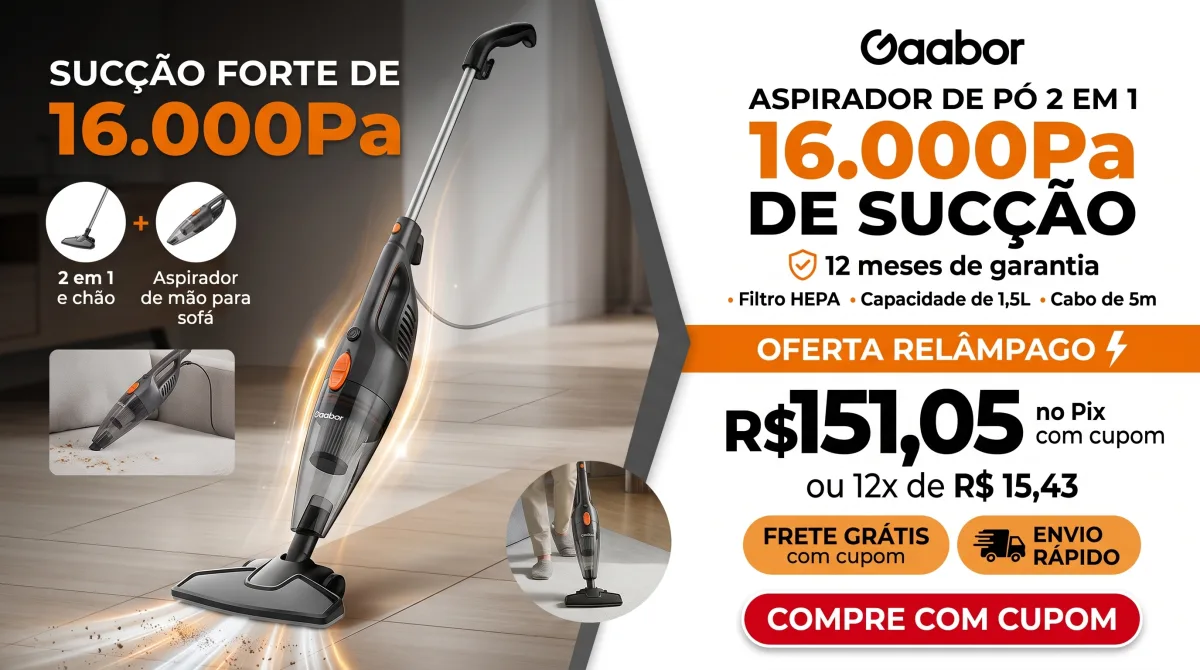 Aspirador Gaabor 2 em 1 16000Pa