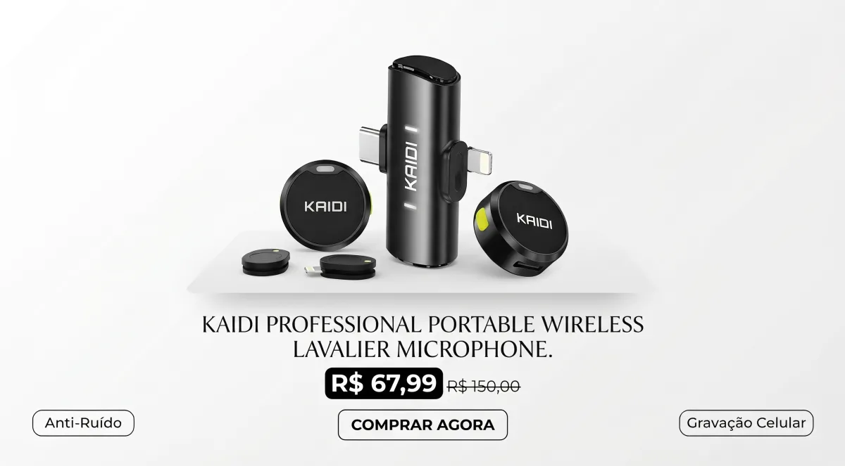 Microfone Lapela Duplo Kaidi Profissional