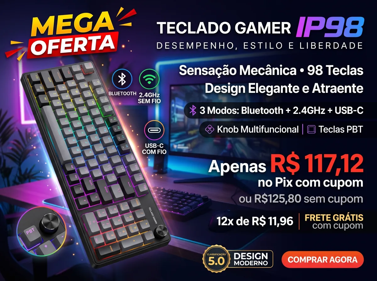 Teclado Gamer IP98 Com Sensação Mecânica