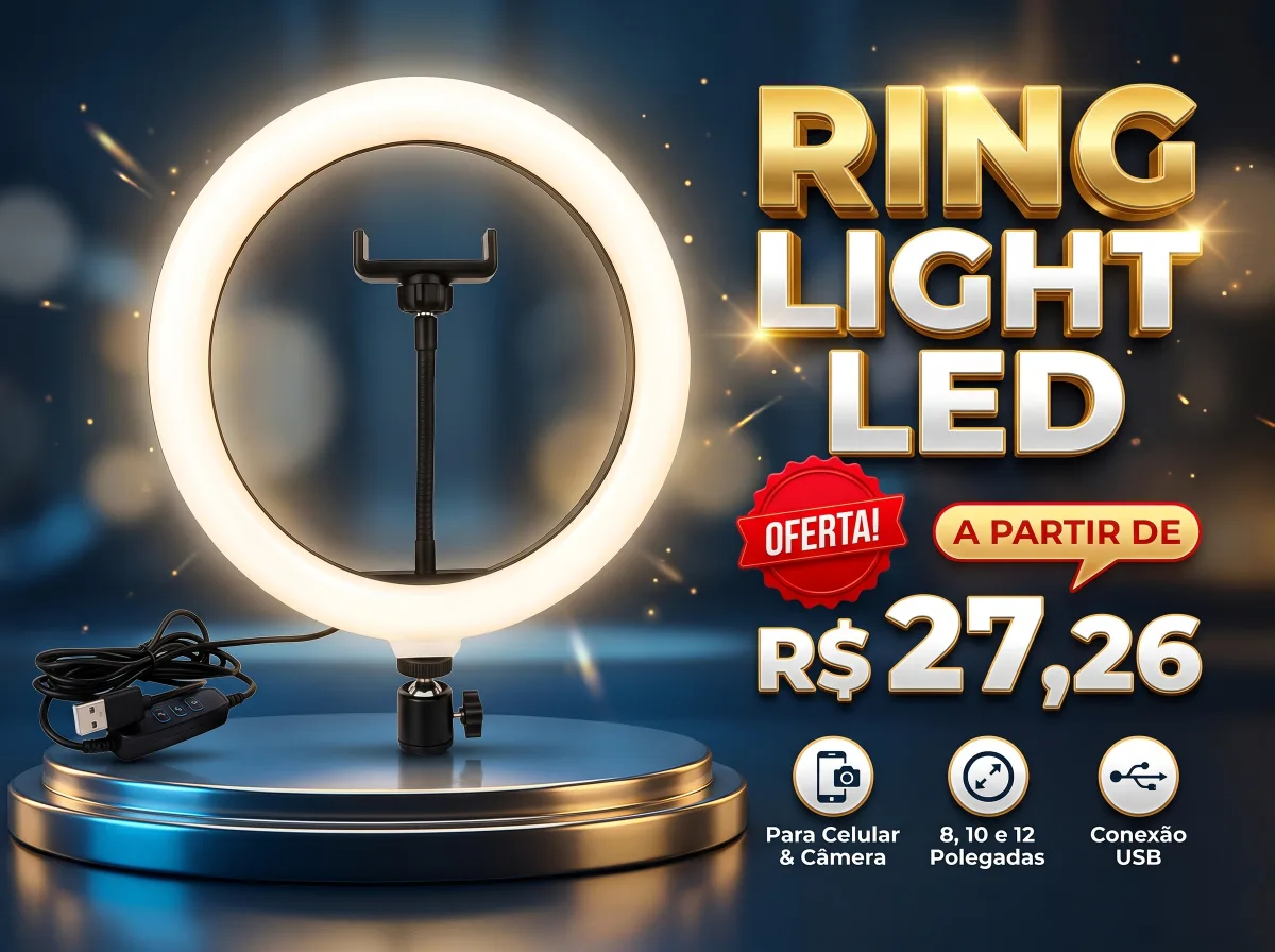 Ring Light Anel de Luz LED para Celular e Câmera