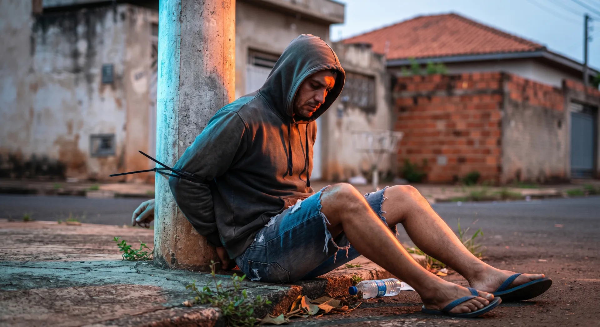 Homem é detido ao furtar fios e amarrado em poste em araraquara