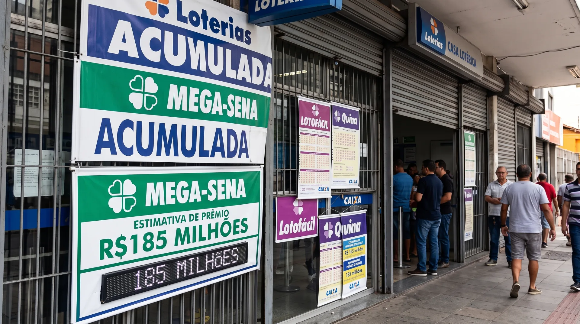 Mega-Sena acumula mais uma vez e prêmio atinge R$ 185 milhões